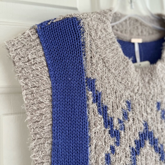 NWT Free People Diamonds for Days Sweater Vest XS Blue Moon - Picture 11 of 15